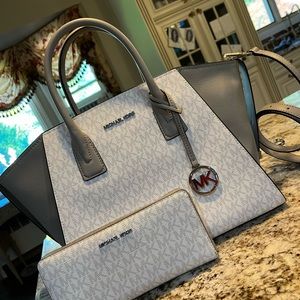 Michael Kors Avril Large Top Zip Satchel and matching Wallet